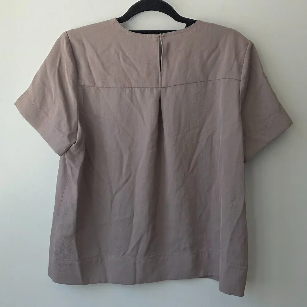 EVERLANE Drapey T-Shirt Blouse | Size 6 | Dark Taupe / Clay Short Sleeves - Picture 4 of 8